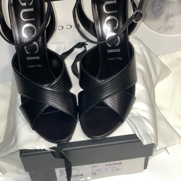 NEW Authentic Gucci Black Ankle Strap Heel 40 (US 10) - Picture 5 of 6